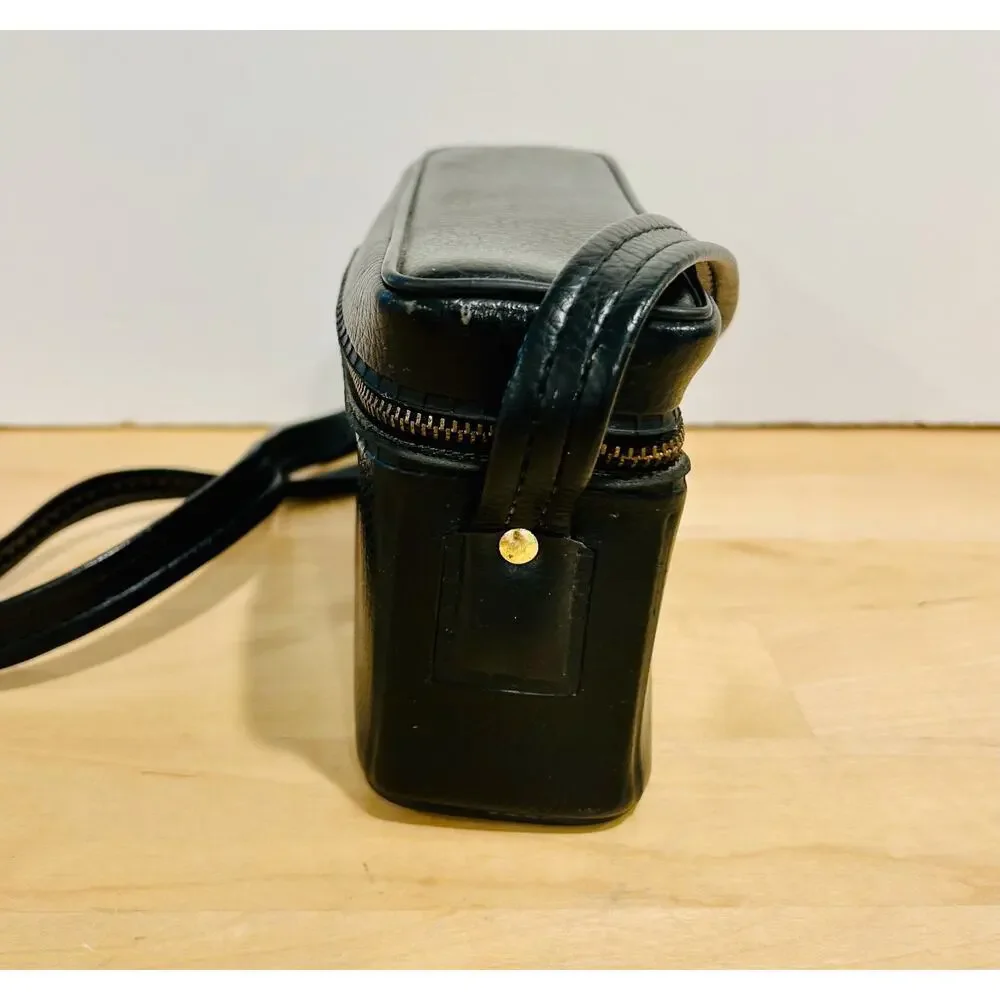 Vintage Kodak Camera Bag Black Faux Leather Crossbody Case Small Retro